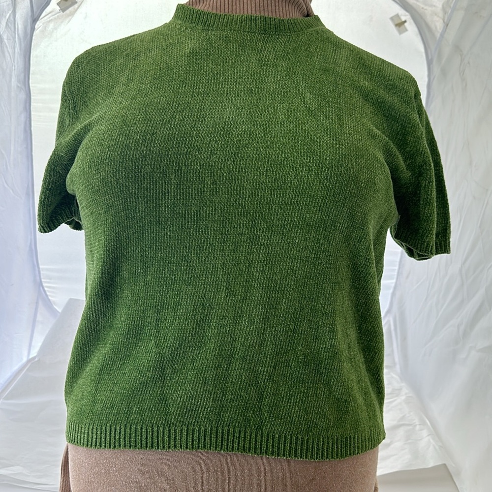 NWT Jones New York Leaf Green Sport Petite sweater top Large PL